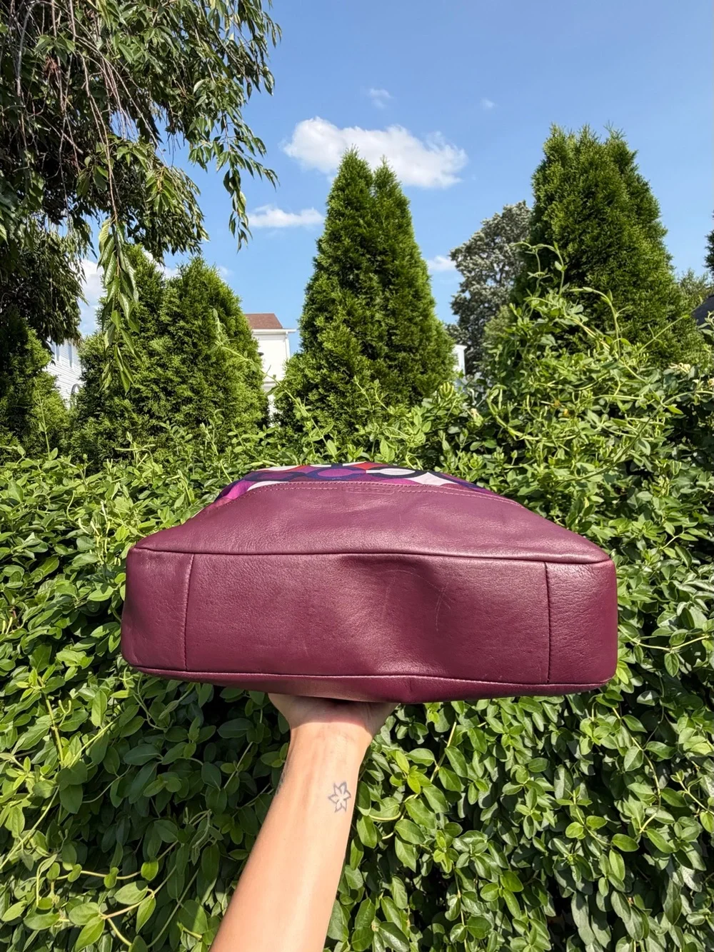 Coach Madison Maggie Op Art Purple Pink Sateen Hobo Shoulder Bag Y2K Purse